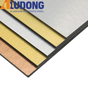 Quality 3mm Gold Silver Brushed Acm Aluminum Panels Fireproof Core wholesale