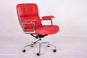 Quality Genuine Leather Red Conference Room Chairs , Modern Office Chair With Wheels wholesale