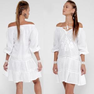Quality 2018 Summer women off shoulder white dress wholesale