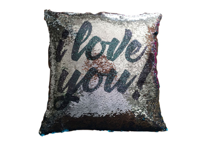 Quality Two Sides Reversible Sequin Pillow I Love You Word Printing Pillow Cases For Sofa Decoration wholesale