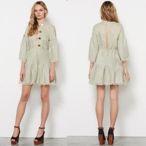 Quality 2018 Summer Clothes Women Ladies Pure Linen Fabric Dress Mini Summer wholesale