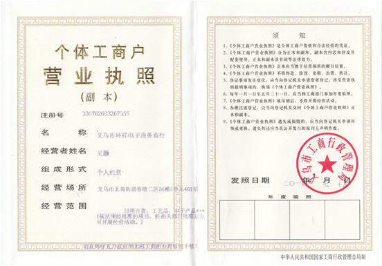 Yiwu Active Combine E-Business Firm Certifications