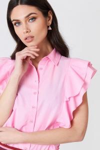 Quality Lady Clothing Pink Frill Women Shirt wholesale