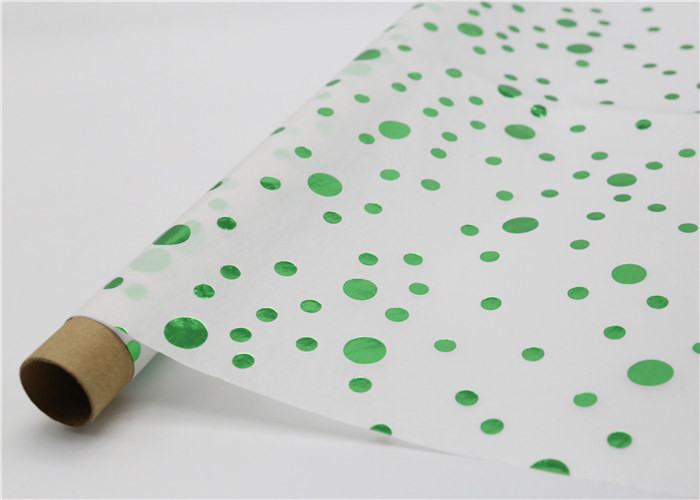 Quality Metallic Green Dots Patterned Tissue Paper Wax On The Paper Surface wholesale