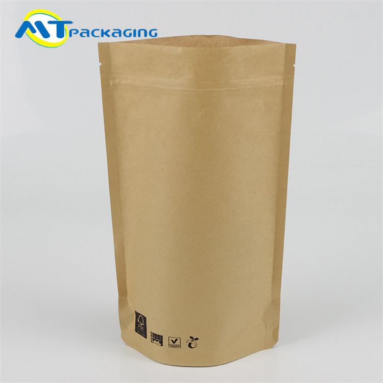 Quality Light Weight Kraft Zipper Pouch Gusset Bags , Biodegradable Stand Up Pouches wholesale