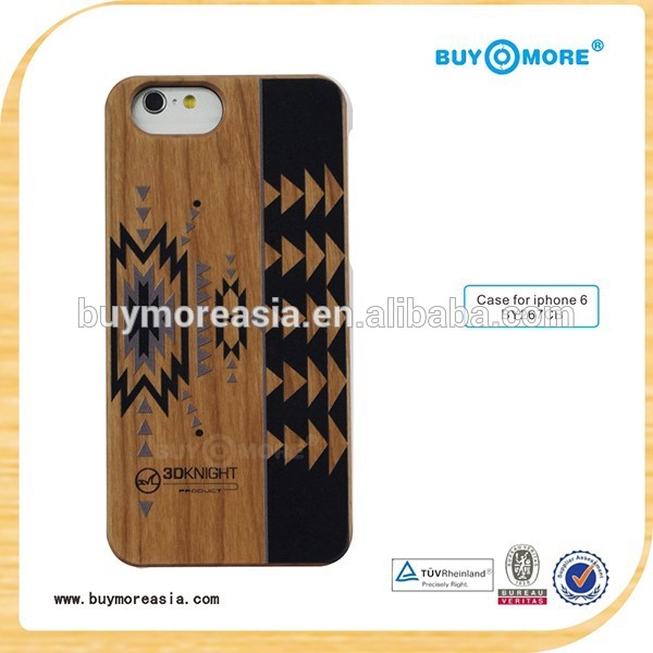 Quality High quality wood Mobile Phone Accessory for iphone 6s 6 plus Paint Pattern Black PC phone cover wholesale