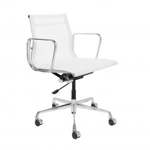 Quality Tilt Function White Swivel Office Chair , Removable Armrests Mid Back Mesh Office Chair wholesale