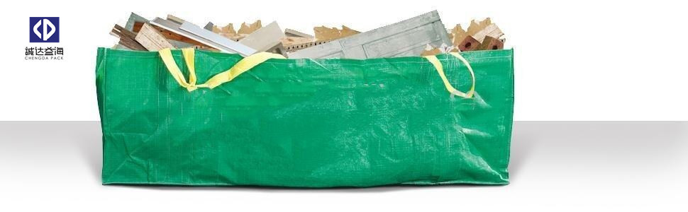 Green FIBC Bulk Bags 1 Ton 1500KGS 1000KG Jumbo Skip Bags For Construction Waste