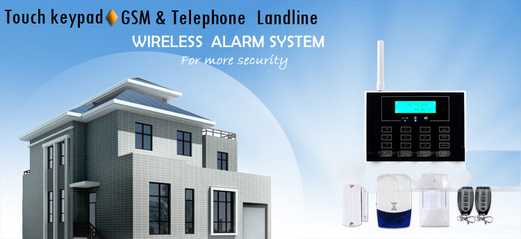 Quality Dual Network LCD GSM PSTN Alarm Systems with touch keypad and wireless doorbell wholesale