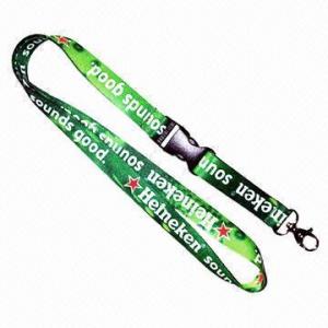 Quality Flat Neck Polyester Lanyard with Plastic Detachable Buckle and Metal Snap Hook for Badge Holder Use  wholesale