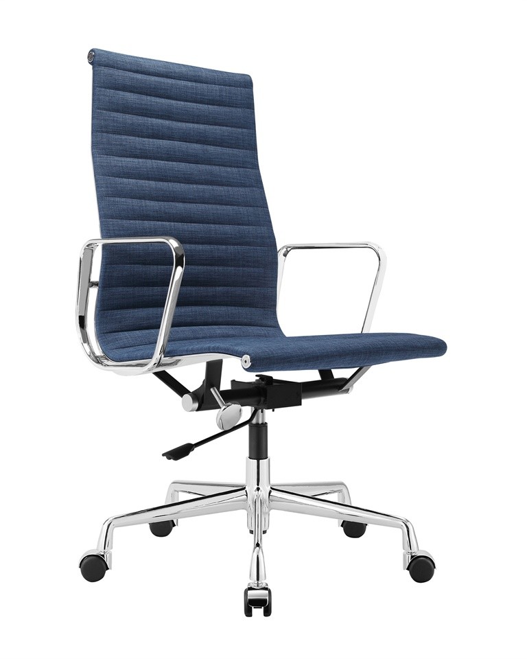 Quality Blue Executive Ribbed Office Chair / High Back Ribbed Swivel Leather Office Chair wholesale