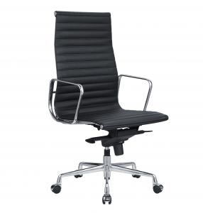 Quality Chromed Aluminum Herman Miller Management Chair , Beautiful Ribbed Leather Office Chair wholesale