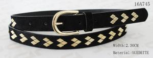Quality Fake Suede Ladies Fashion Belts Ln Gold Color Of Rhombus Shape Metal & Buckle wholesale