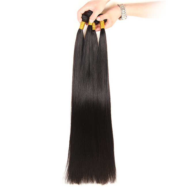 Quality 32-40 Inch Virgin Brazilian Straight Hair Bundles No Tangle Natural Black Color wholesale