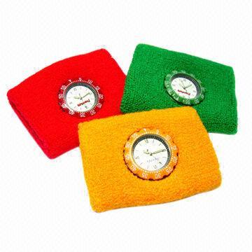 Quality Watch Sweatbands with Quartz or Digital Watch on Cotton Wristband  wholesale