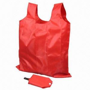 Quality Foldable Polyester/Nylon Shopping Bag with Self Material Pouch Packaging and Plastic Carry Hook  wholesale