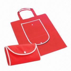 Quality Promotional Foldable Nonwoven Shopping Bag with Self Packaging and Plastic Button Closure  wholesale