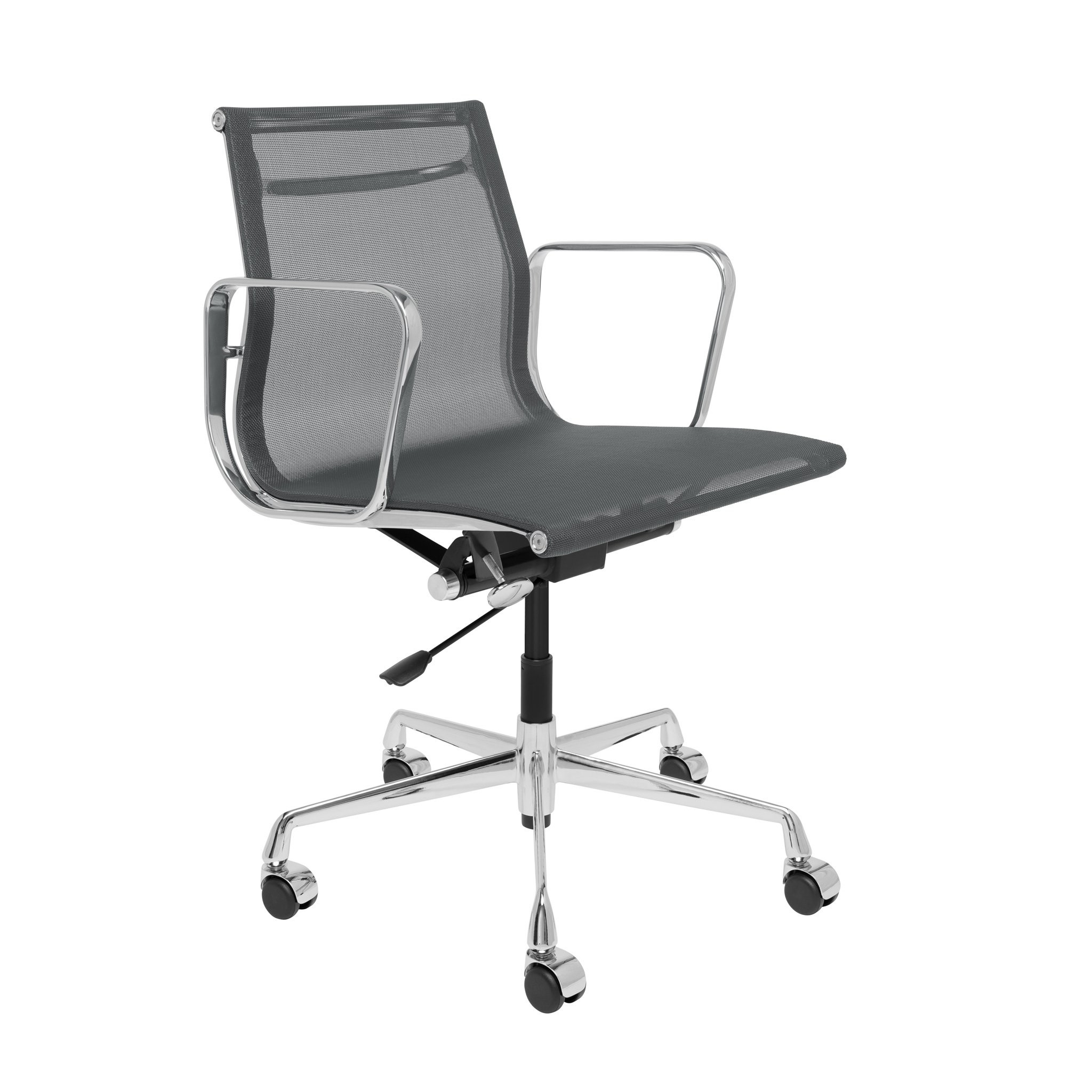 Quality Gray Color Mesh Back Office Chair Chrome Aluminum 5 Star Base With Glides wholesale