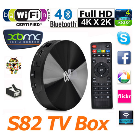 Quality S82 Android TV BOX Amlogic AML-S802 Quad Core 2.0Ghz 2GB+8GB Support 4K/2K Video Output wholesale