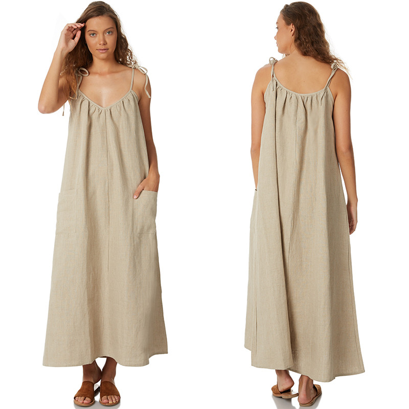 Quality Women 100% Linen Old Fashion Maxi Dress wholesale