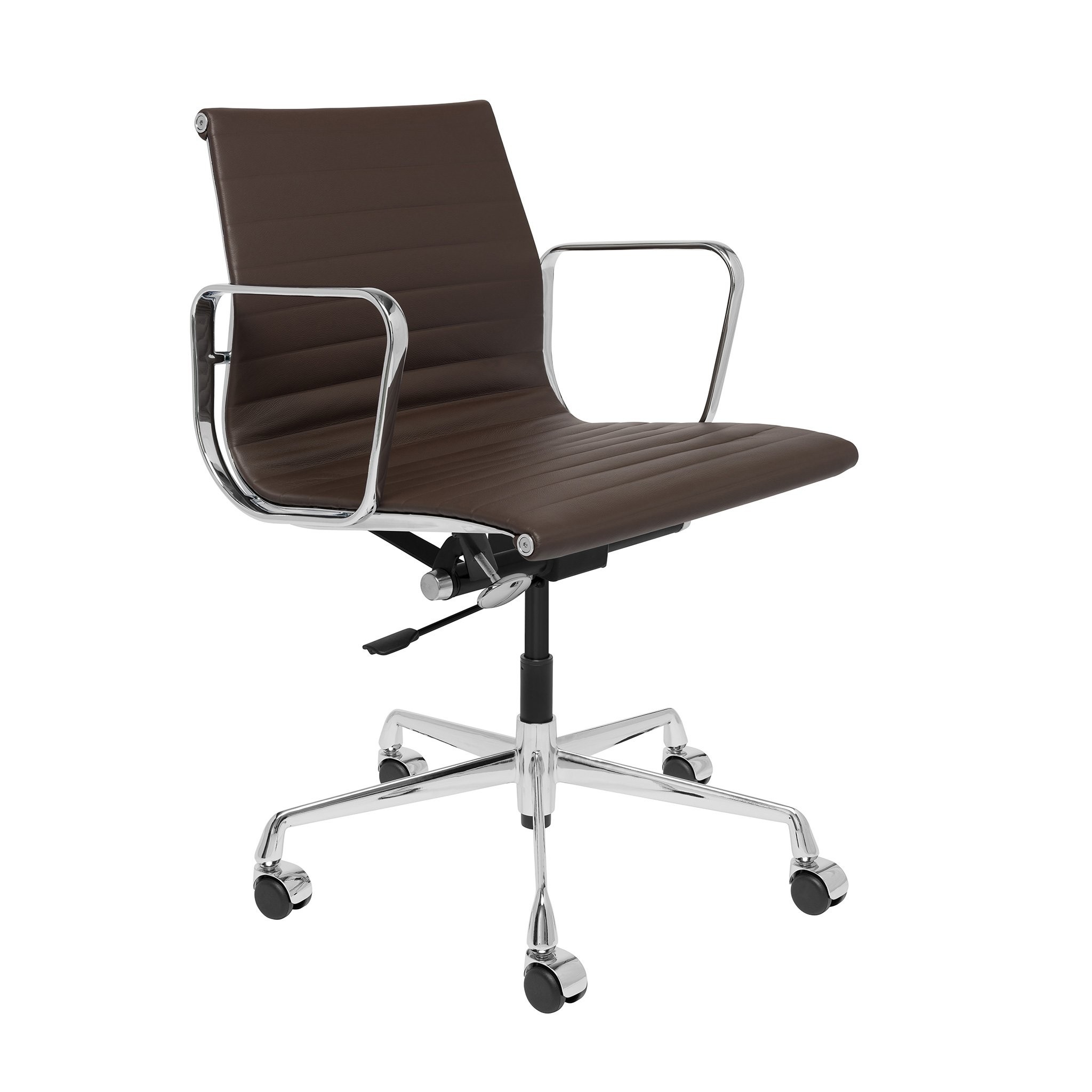 Quality Dark Brown Luxury Executive Office Chair With Fixed Armrest / Nylon Caster wholesale