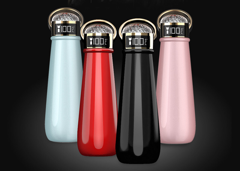 EW-DD3 Crystal diamond LED thermos bottle luxury stainless steel life vacuum cup