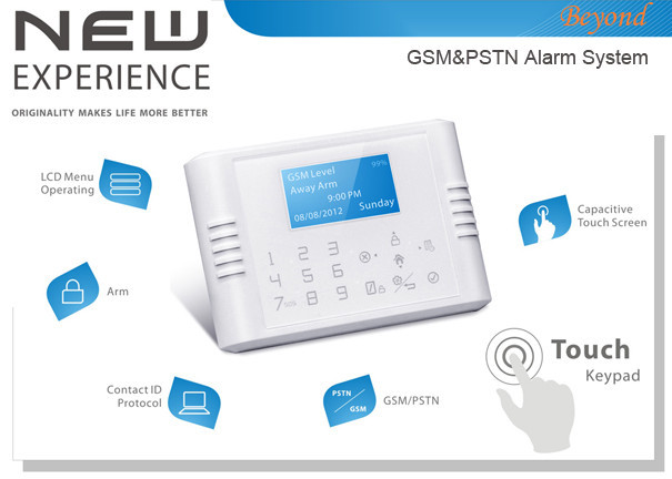 Quality Quad-Band GSM&PSTN Dual Network Touch Keypad LCD Wireless 868Mhz House Alarm System wholesale