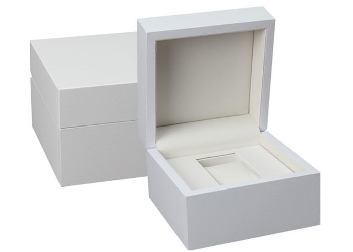 Quality Custom White Wooden Watch Box PU Inside Material For Twist Watch Storage wholesale