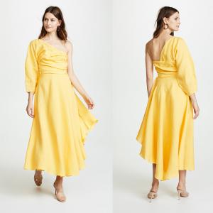Quality Fashion Asymmetrical Clothing One Shoulder With Long Sleeve Woman  Maxi Dress Summer wholesale