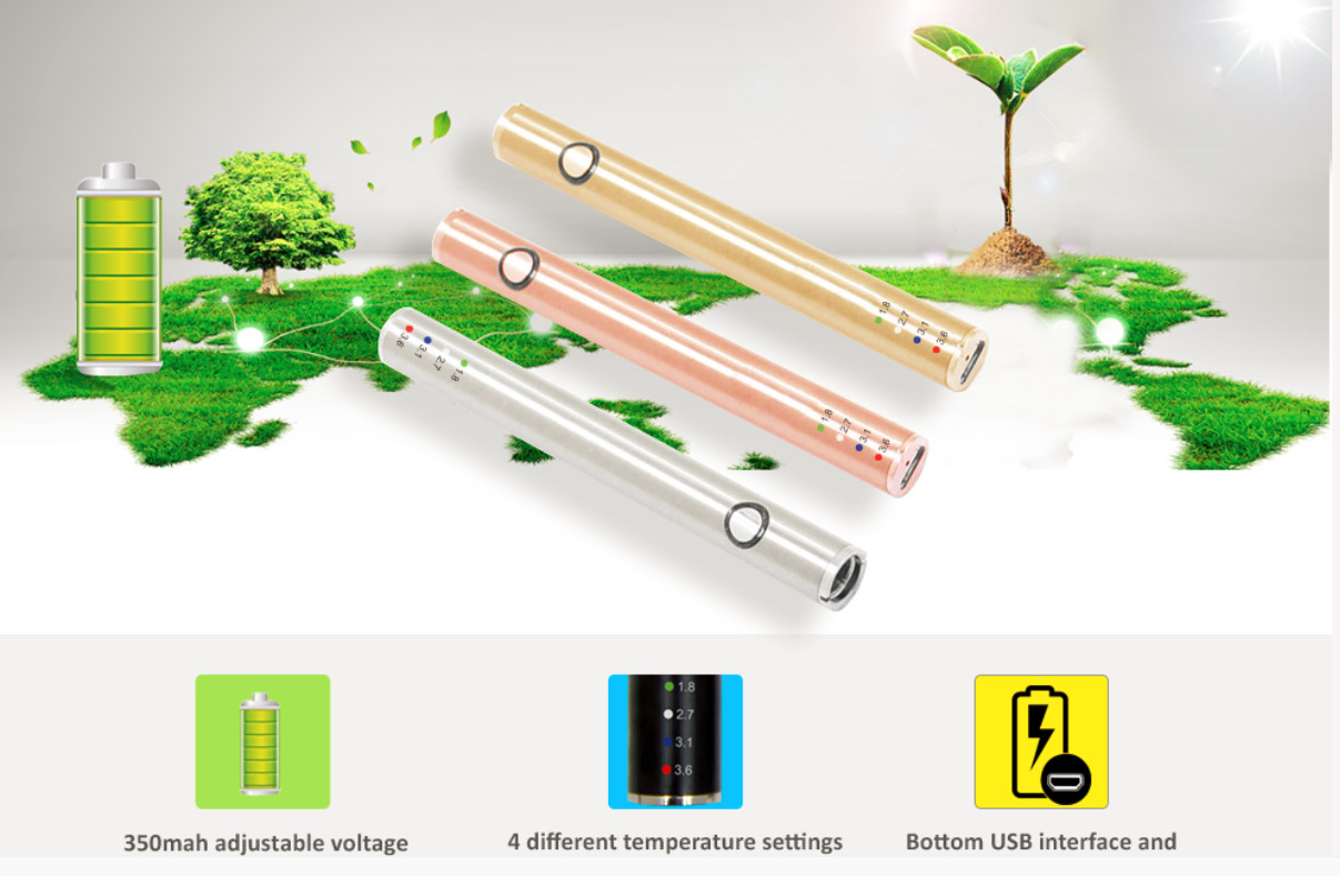 Quality VB battery 4 different temperature setting 350mAh adjustable voltage oil vaporizer battery with prehead function wholesale