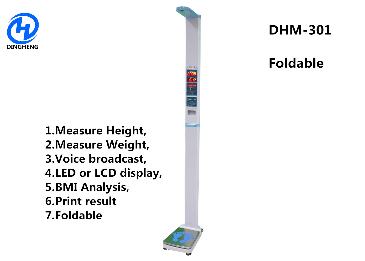 DHM-301 Aluminium Alloy Medical height weight scale with printer and BMI