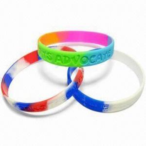 Quality Promotional Wristbands, Made of Silicone or Soft PVC Material wholesale