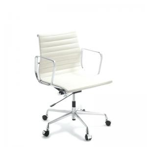 Quality Boss Genuine Leather Executive Chair White Color With Five Caster Hooded Base wholesale