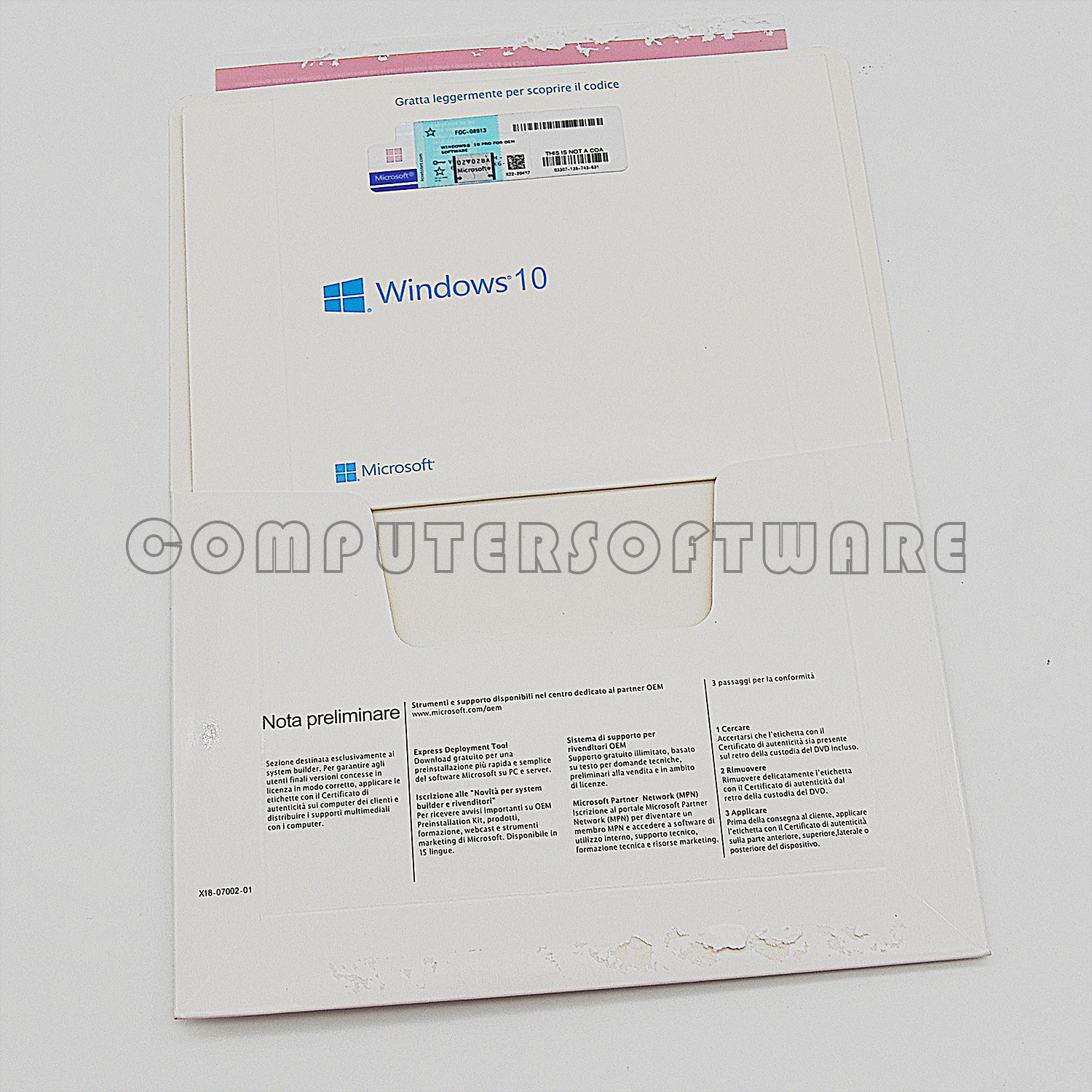 Quality Microsoft Windows 10 Pro Oem Licence DVD Package Italy Language wholesale