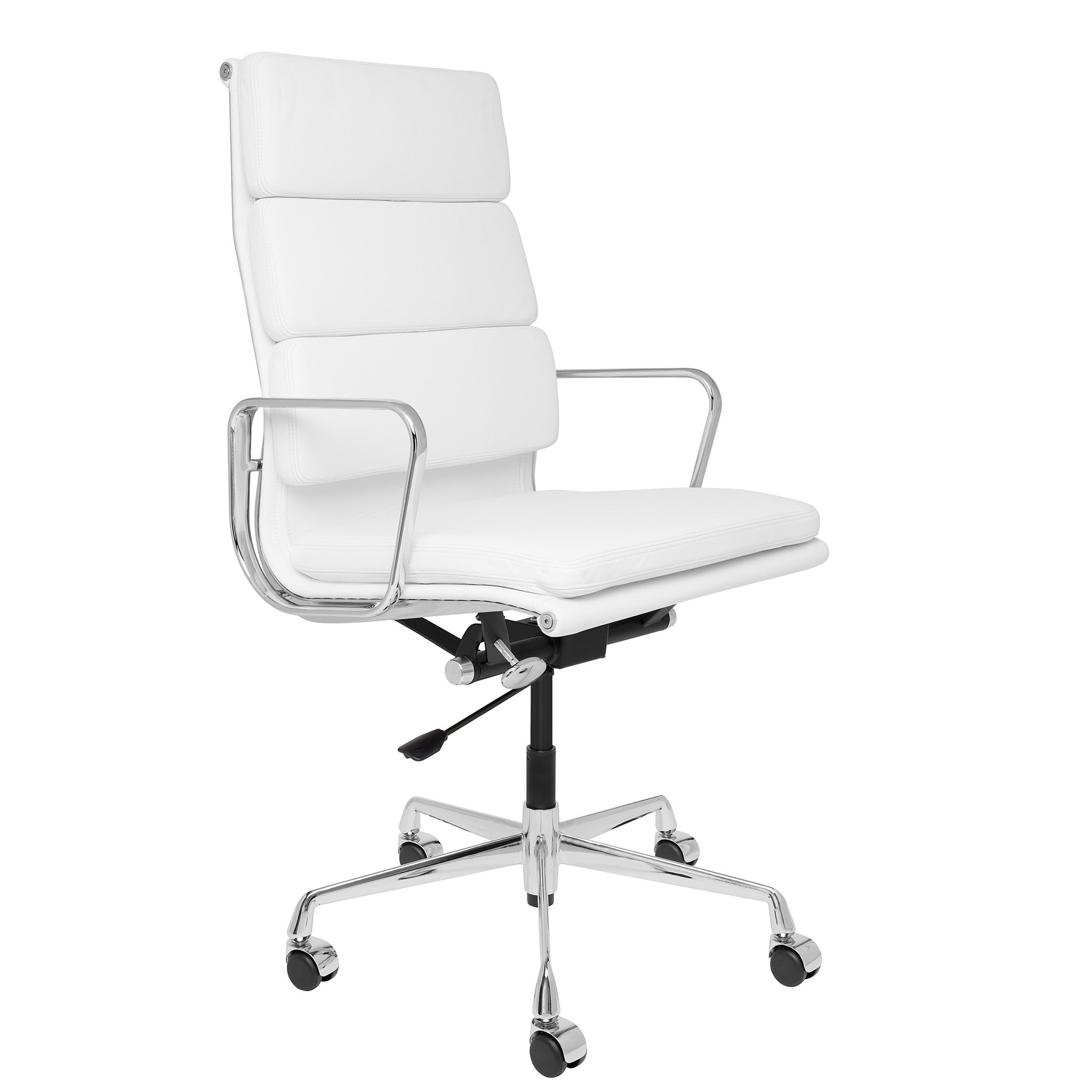 Quality Executive White Padded Office Chair Genuine Leather Back Material SGS Certified wholesale