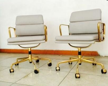 Quality Commercial Furniture White And Gold Office Chair , Soft Pad Leather Executive Desk Chair wholesale