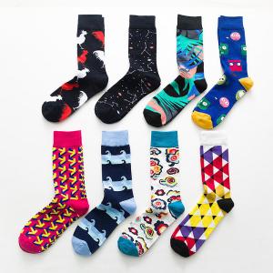 Quality Fashion Trend Non Slip Calf Socks Street Hip Hop Skateboard Cartoon Casual Mid Calf Socks Men Crew Sports Socks wholesale