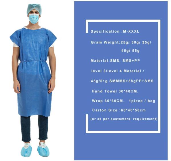 Anti-Static Disposable Patient Gown Waterproof Dustproof Sterile Disposable