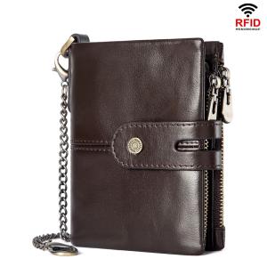 Quality Wallet Rfid Anti-theft Brush Zipper Buckle Multi-card First Layer Cowhide Leather Men's Wallet wholesale