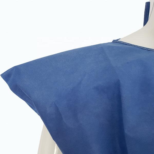 SMS PP Nonwoven Fabric Disposable Patient Gown Eco Friendly Blue Hospital Gown