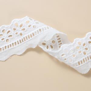 Quality Polyester Embroidery Lace Fabric White Embroidery Lace Trim For Dress wholesale