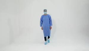 Quality Latex Free Disposable Surgical Gowns Breathable SMS Fabric Blue Isolation Gown wholesale