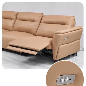 Quality New Modern Minimalist Straight Three-Seat Leather Sofa Living Room High Foot Electric Function Sofa wholesale