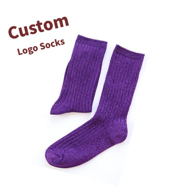 Women's long socks golden silver silk fiber knitted socks breathable glitter