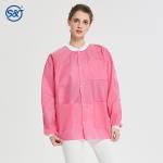 Disposable non woven SMS pink wear dental disposable lab Jackets