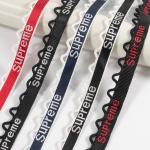 Custom jacquard logo designer braided fluorescent green polyester webbing band