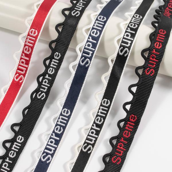 Custom jacquard logo designer braided fluorescent green polyester webbing band