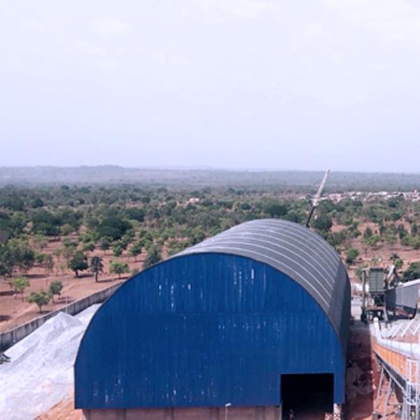 Large span structural roof coal storages shed steel space frame barrel coal