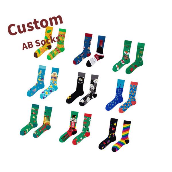 New Design AB Combed Cotton Fashion Fashion Custom Made Socks Happy Socks