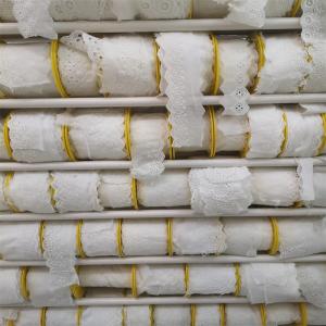 Quality White cotton embroidery lace fabric water soluble 3d flower embroidered lace for underwear garment wholesale